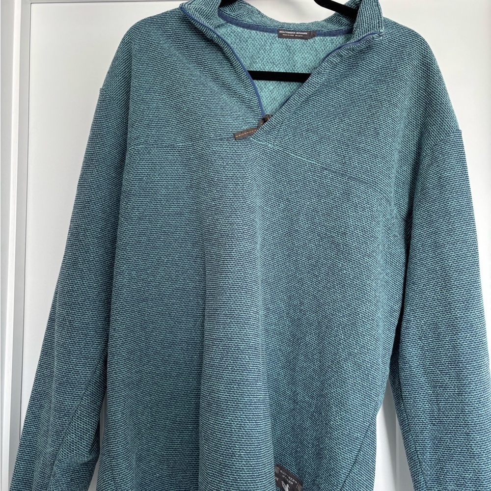 Southern Marsh Men's Teal Quarter-Zip Sweater